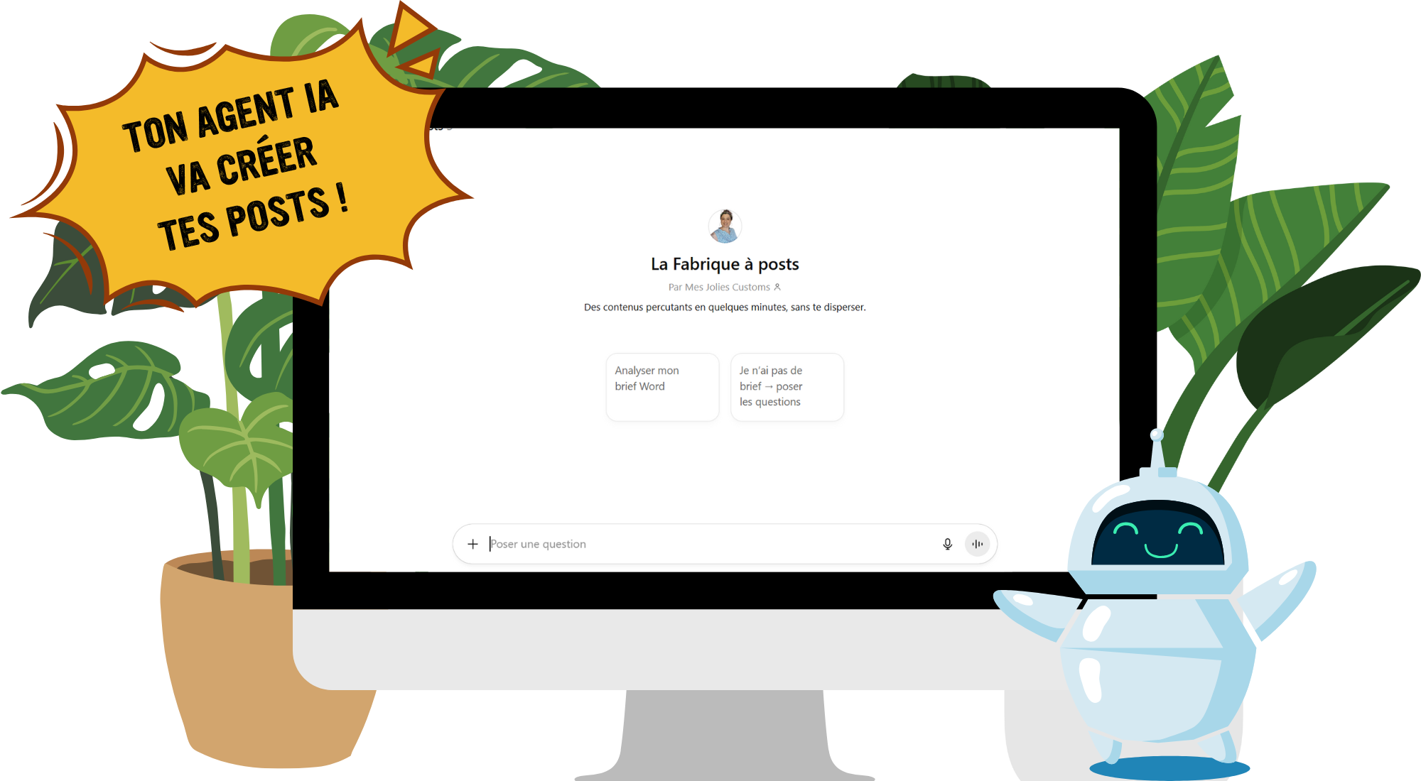 Agent IA qui crée des posts pour la communication salon et marché créateur avec IA – Pitch and Post.